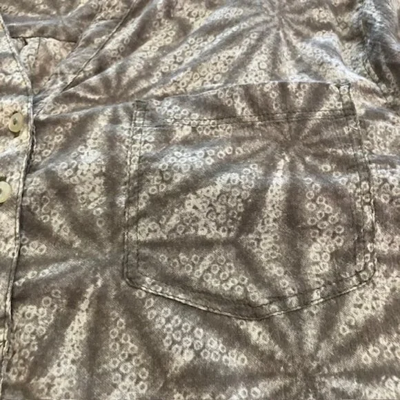 Carve Designs Green Leaf Print Blouse Womens XL Organic Cotton Gauze Lagenlook - Picture 7 of 9